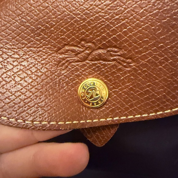 Longchamp Navy Backpack with Brown Leather Flap - Picture 3 of 7